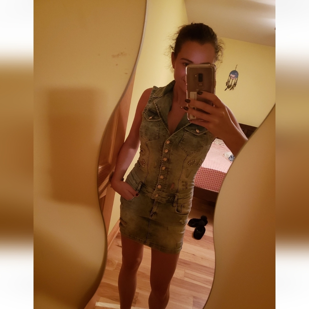 Denim Sleeveless Mini Dress